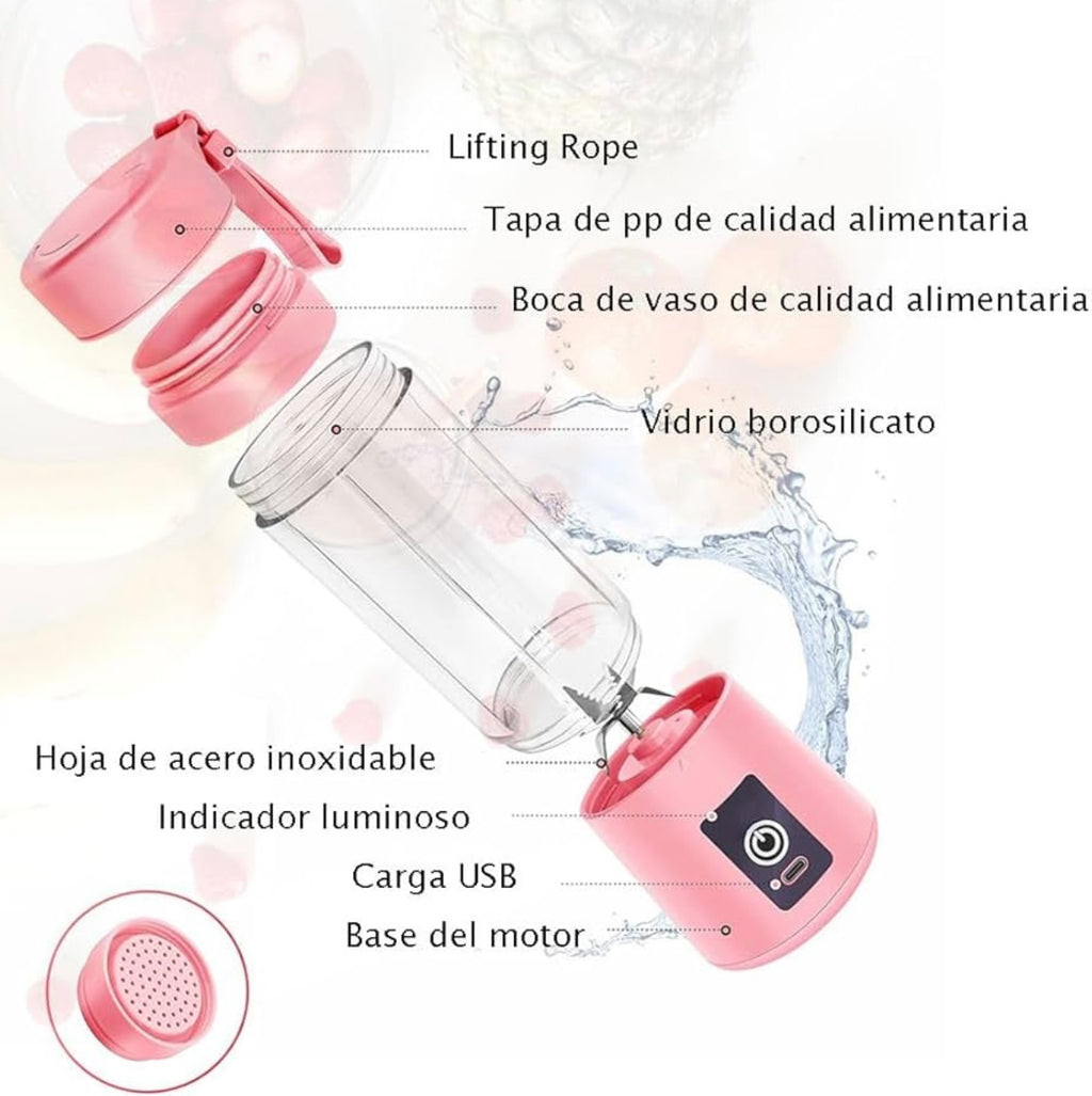 Licuadora Portátil Recargable USB 380ml Aisun+Mafeich | Mini Blender Personal para Jugos y Batidos