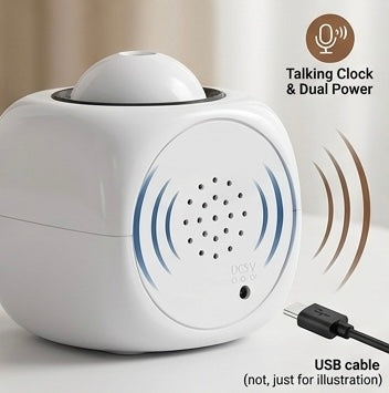 Reloj Despertador Digital con Proyección LED, Sensor de Temperatura y Función de Voz - Pantalla LCD con Retroiluminación