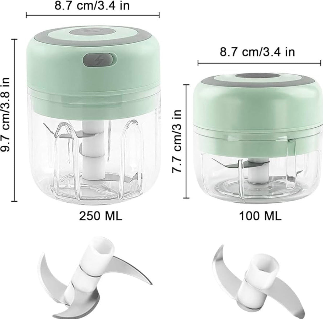 Picadora Eléctrica De Ajo USB Portátil Mini Procesador 100/250ml