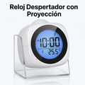 Reloj Despertador Digital con Proyección LED, Sensor de Temperatura y Función de Voz - Pantalla LCD con Retroiluminación