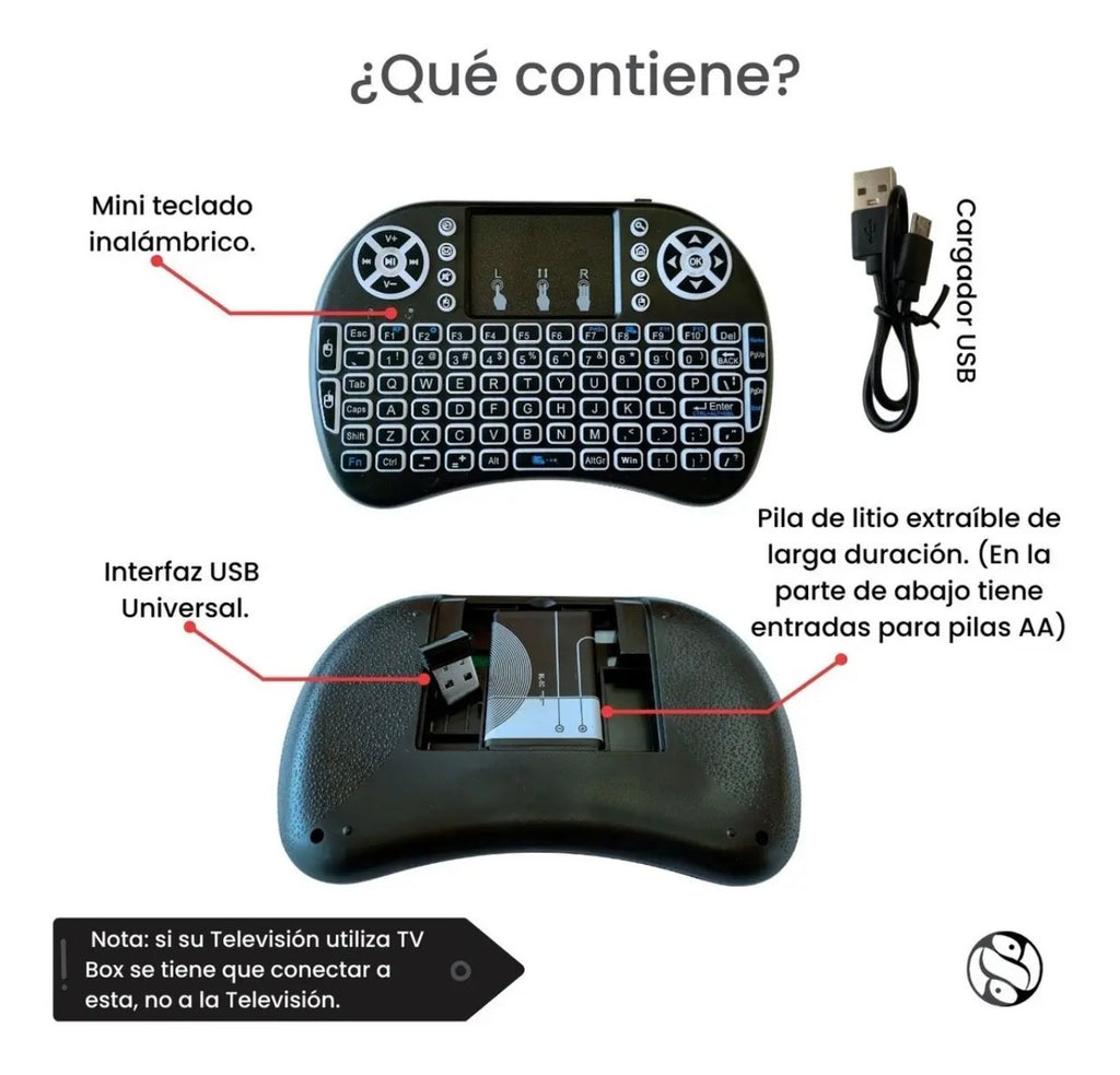 Mini Teclado Inalámbrico USB Con Touchpad Para Smart TV Android TV Box PC Plug & Play
