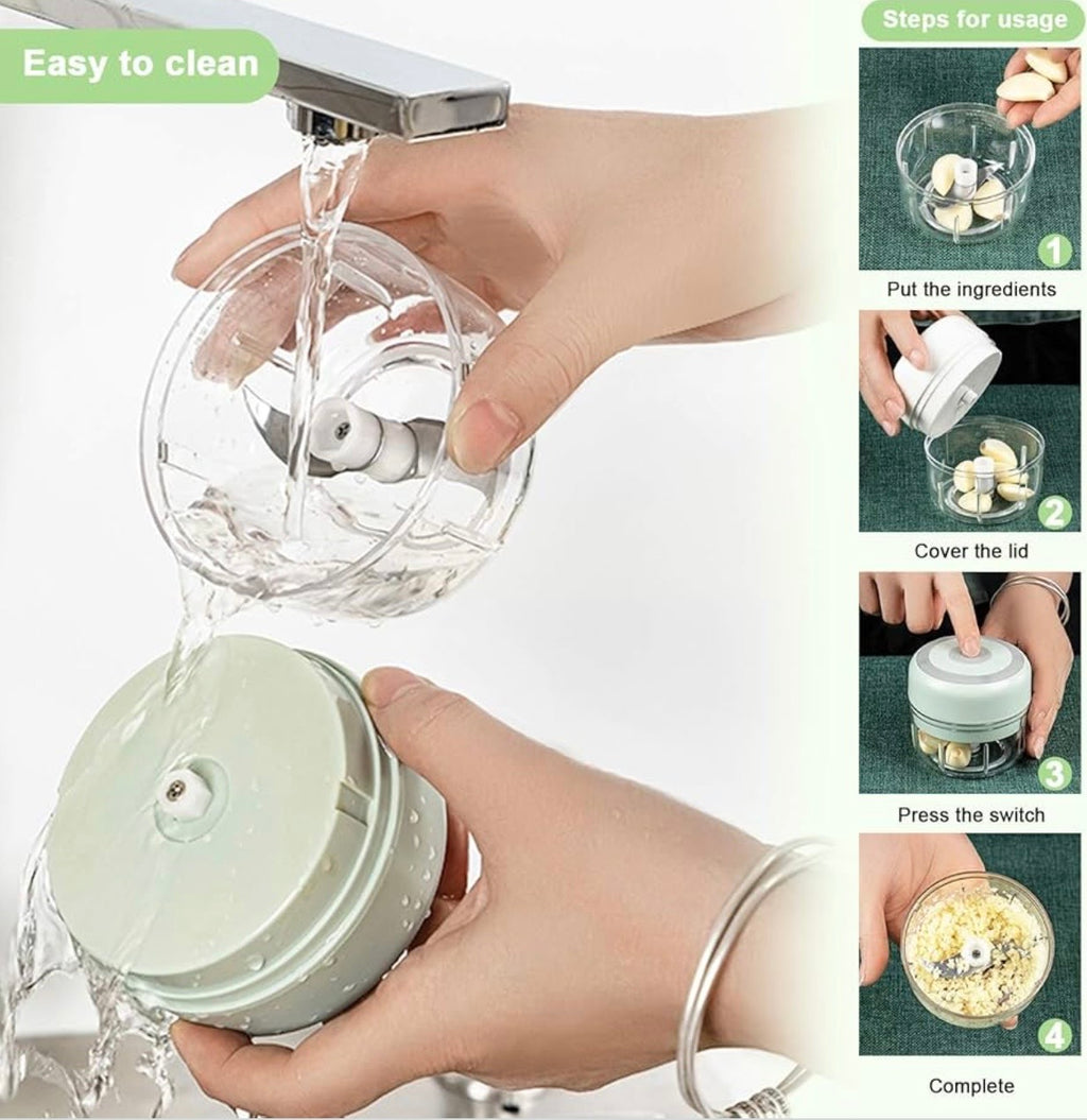 Picadora Eléctrica De Ajo USB Portátil Mini Procesador 100/250ml