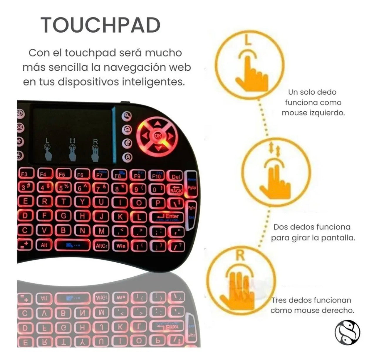 Mini Teclado Inalámbrico USB Con Touchpad Para Smart TV Android TV Box PC Plug & Play