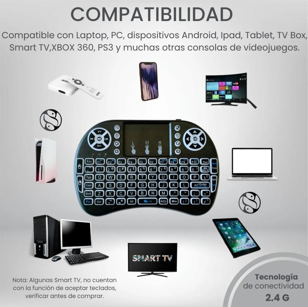 Mini Teclado Inalámbrico USB Con Touchpad Para Smart TV Android TV Box PC Plug & Play